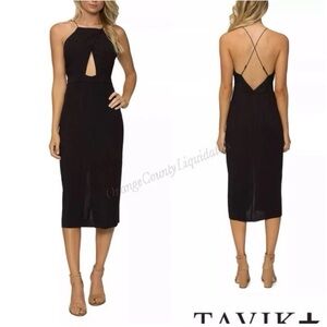 Black Keyhole Strappy Halter Dress
